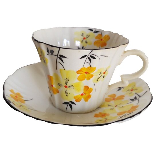 Antique Royal Albert Crown China Hand Painted Tea Cup & Saucer Set 1920's - Picture 1 of 10